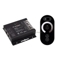 Диммер ARL-OVAL-DIM Black (12-24V, 3x10A, ПДУ Овал, RF, RJ45) (arlight, IP20 Металл, 3 года)