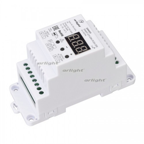 Диммер SMART-D19-DIM-PUSH-DIN (230V, 2A, TRIAC, 2.4G) (arlight, IP20 Пластик, 5 лет)