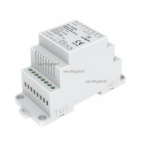 Диммер SMART-D23-DIM-PUSH-DIN (12-36V, 4x5A, 0/1-10V) (arlight, IP20 Пластик, 5 лет)