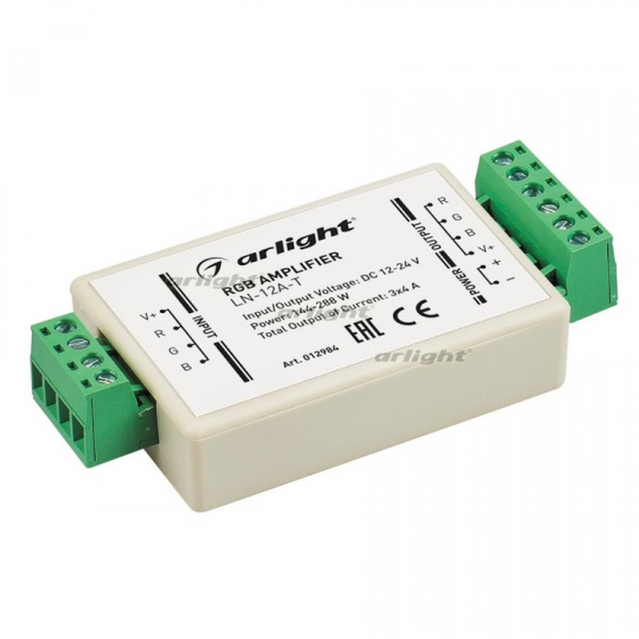 1RGB-усилитель LN-12A-T (12/24V, 144/288W) (arlight, IP20 Пластик, 1 год)