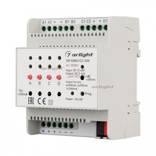 Контроллер тока SR-KN041CC-DIN (12-48V, 4x350/700mA) (arlight, -)