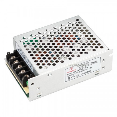  026545(1) Выходной фильтр ARV-PFL-24010 DC/DC (12-24V, 10A, PWM filter) (Arlight, IP20 Сетка, 2 года)