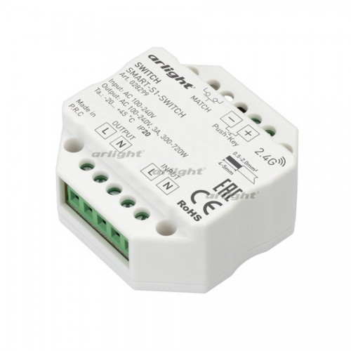 Контроллер-выключатель SMART-S1-SWITCH (230V, 3A, 2.4G) (arlight, IP20 Пластик, 5 лет)