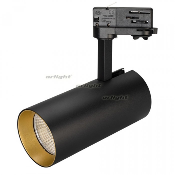 1Светильник SP-POLO-TRACK-LEG-R85-15W Warm3000 (BK-GD, 40 deg) (arlight, IP20 Металл, 3 года)