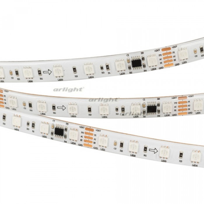 1Лента DMX-5000SE-5060-60 24V Cx6 RGB (12mm, 14.4W/m, IP65) (arlight, Закрытый, IP65)