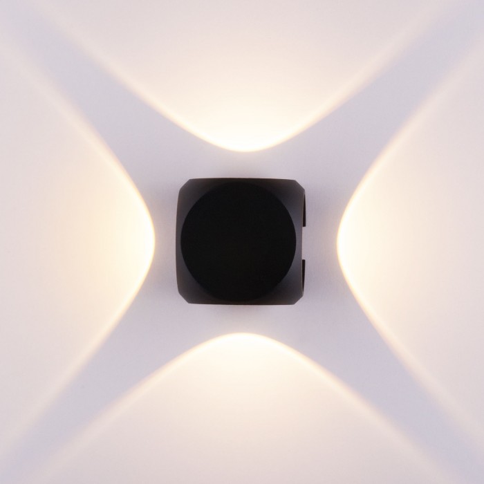 2Уличный настенный светодиодный светильник CUBE 1504 TECHNO черный