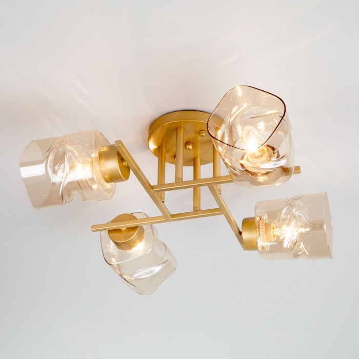 Потолочная люстра со стеклянными плафонами 30165/4 перламутровое золото EVROSVET