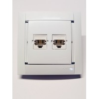 34589-030 Simon 34 Сдвоенная телефонная розетка с 4 контактами под коннектор RJ-11