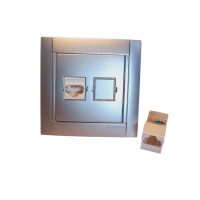 34593-033 Simon 34 Сдвоенная компьютерная розетка RJ-45, алюминий