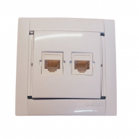 34593-030 Simon 34 Сдвоенная компьютерная розетка RJ-45, белая