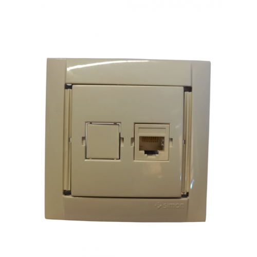 34598-01 Simon 34 Компьютерная розетка RJ-45, слоновая кость
